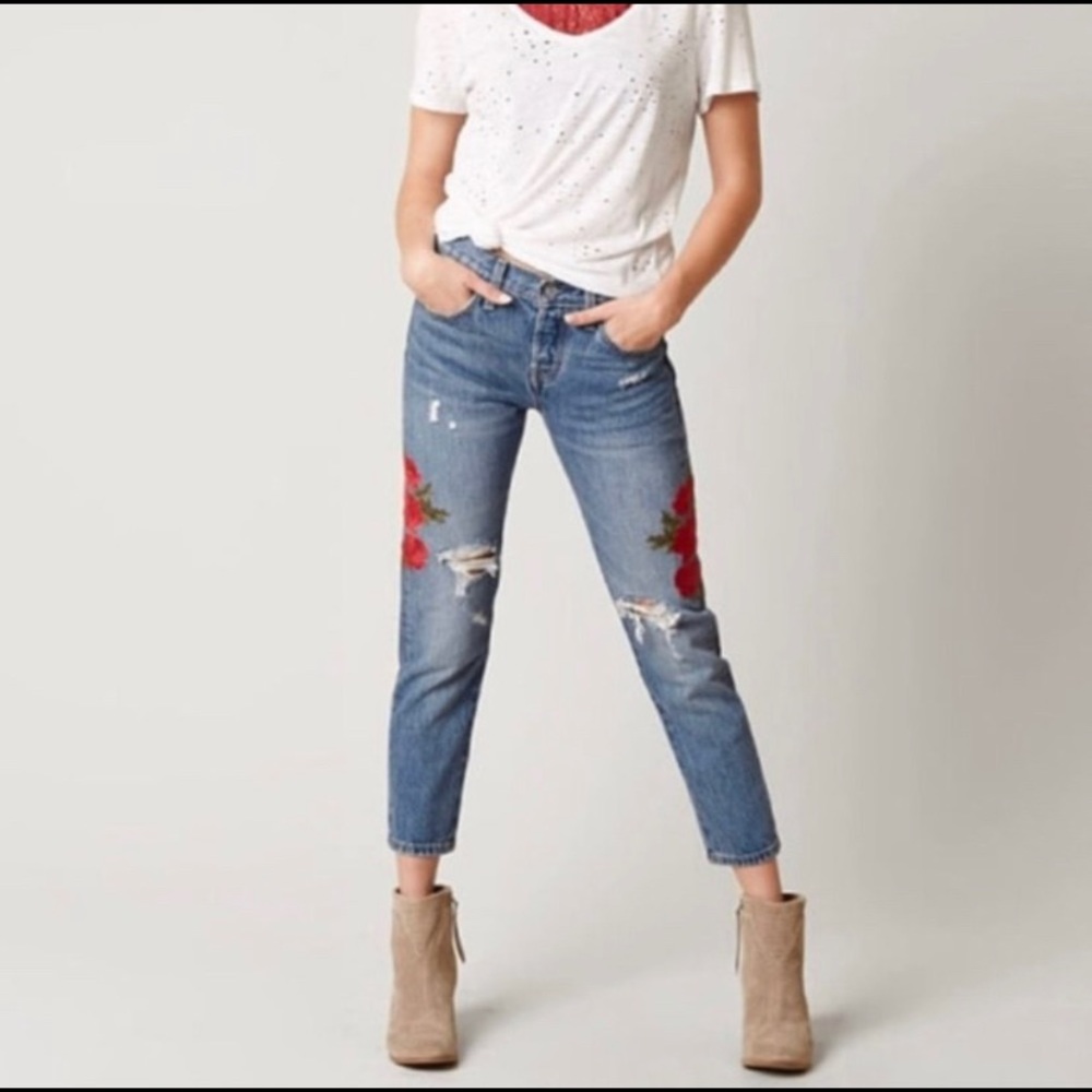 Levi’s rose embroidered jeans